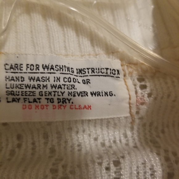 Vintage Fringed White Knit Cape Coverup OS - Picture 3 of 12